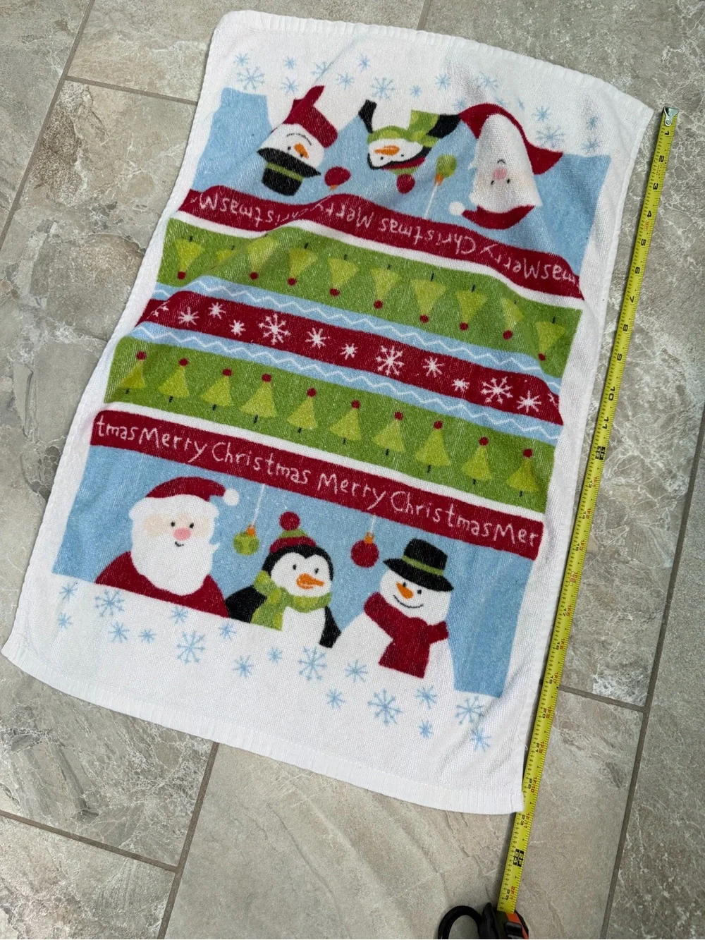 Christmas Holiday Kitchen Hand Towels - Set of 7 Red, White, and Green Colored